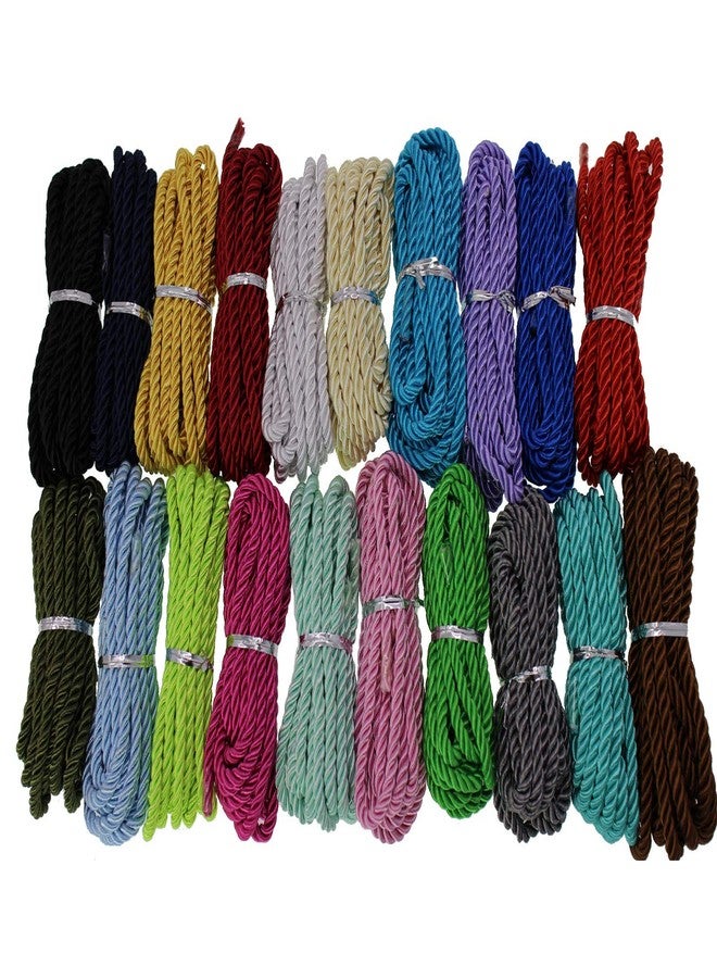 PAMIR TONG 5mm Twisted Satin Cord for Crafts 60 Yards Braided Decorative Cotton Cords Trims Polyester Twine Cord Thick Round Fabric Rope Thread for Sewing DIY Shiny Handfast Cord for Wedding - Image 2