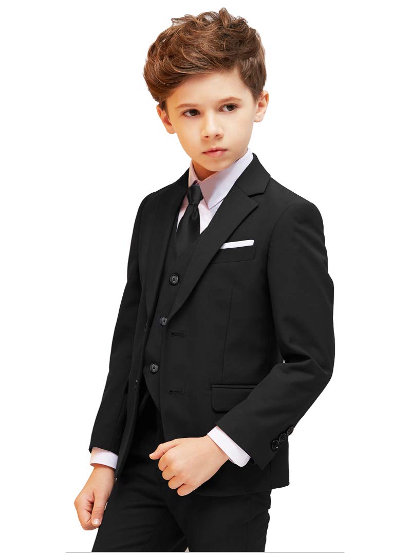 Yavakoor Boys Suits Slim Fit Suit for Kids Formal Outfit 5 Piece Coat Pants Shirt Set Dresswear for Boy Black Size 8 - Image 4