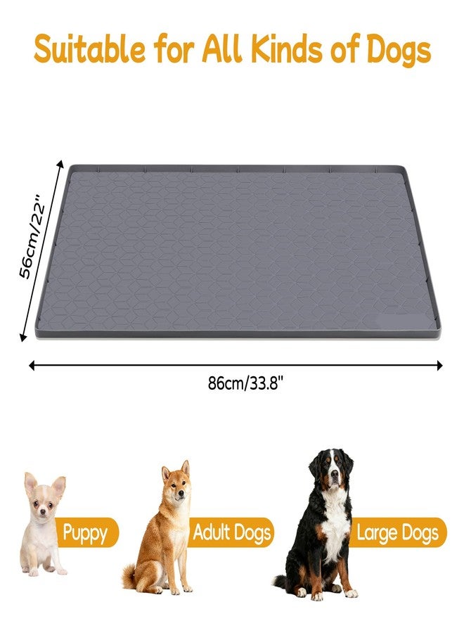 Lanstics Dog Food Mat, 34" x 22" Large Silicone Mat Dog Feeding Mat with Raised Edge Non-Slip Pet Feeding Mat for Food and Water Bowl, Easy to Clean, Floor Protection (Gray) - Image 2