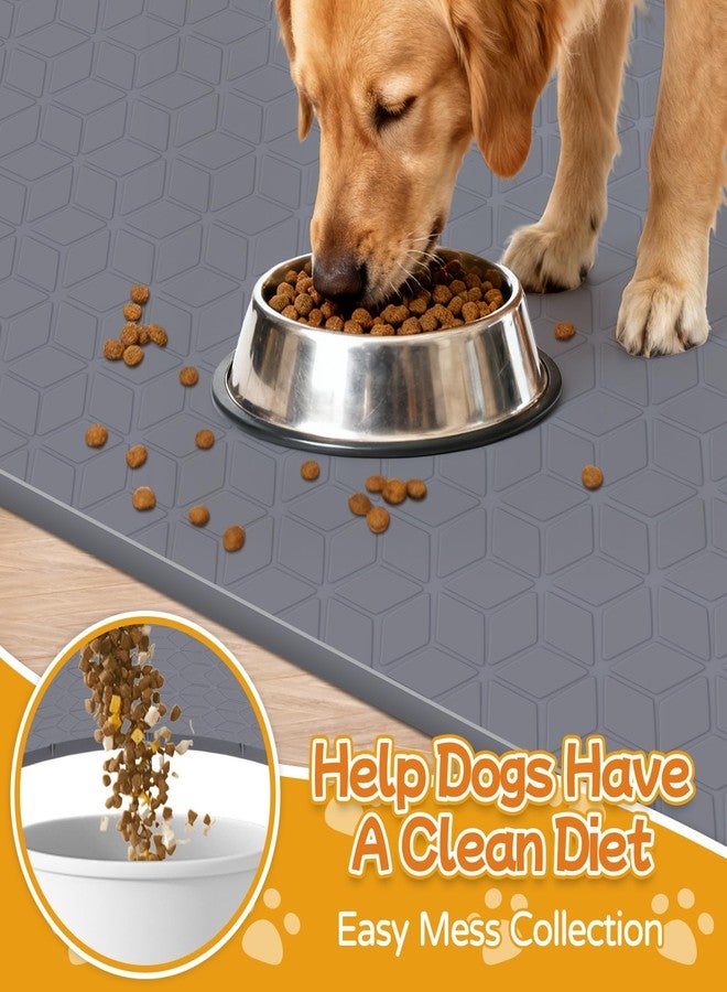 Lanstics Dog Food Mat, 34" x 22" Large Silicone Mat Dog Feeding Mat with Raised Edge Non-Slip Pet Feeding Mat for Food and Water Bowl, Easy to Clean, Floor Protection (Gray) - Image 5