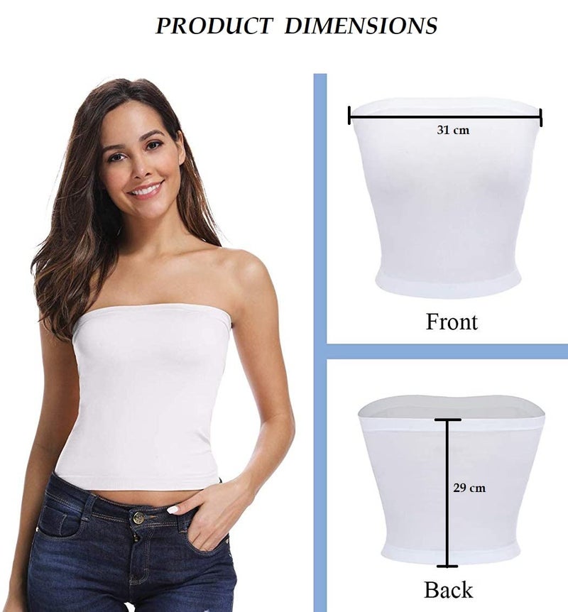 PLUMBURY Women's Seamless Strapless Crop Top Tube Top Inner Camisole, Free Size, Red - Image 5