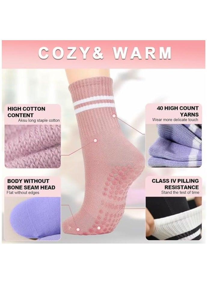 DELGREEN 4 Pairs Yoga Socks For Women，Non Slip Socks Pilates Socks For Yoga,Pilates, Ballet, Dance, Workout,Dance  - Image 2
