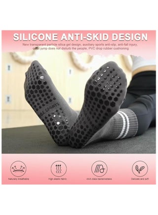 4 Pairs Yoga Socks For Women，Non Slip Socks Pilates Socks For Yoga,Pilates, Ballet, Dance, Workout,Dance - view 3