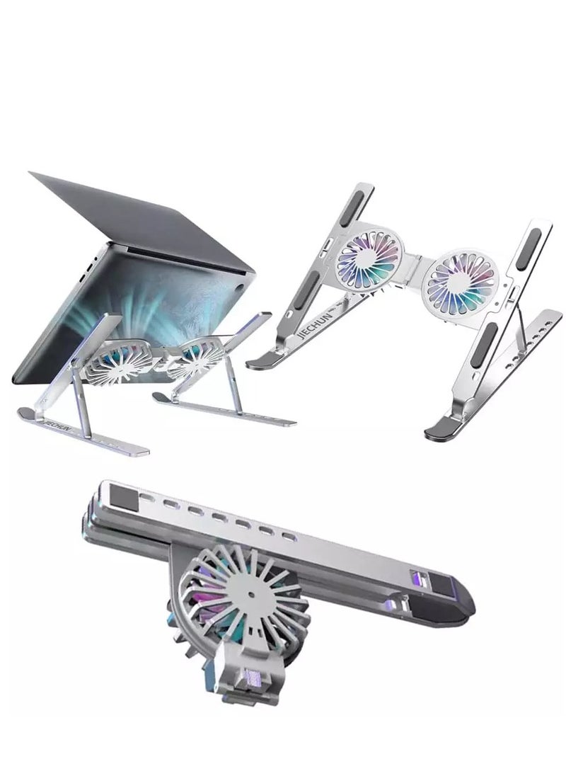 Generic - C9 PRO Adjustable Laptop Stand Folding Aluminum Alloy with Cooling Fan - Image 1