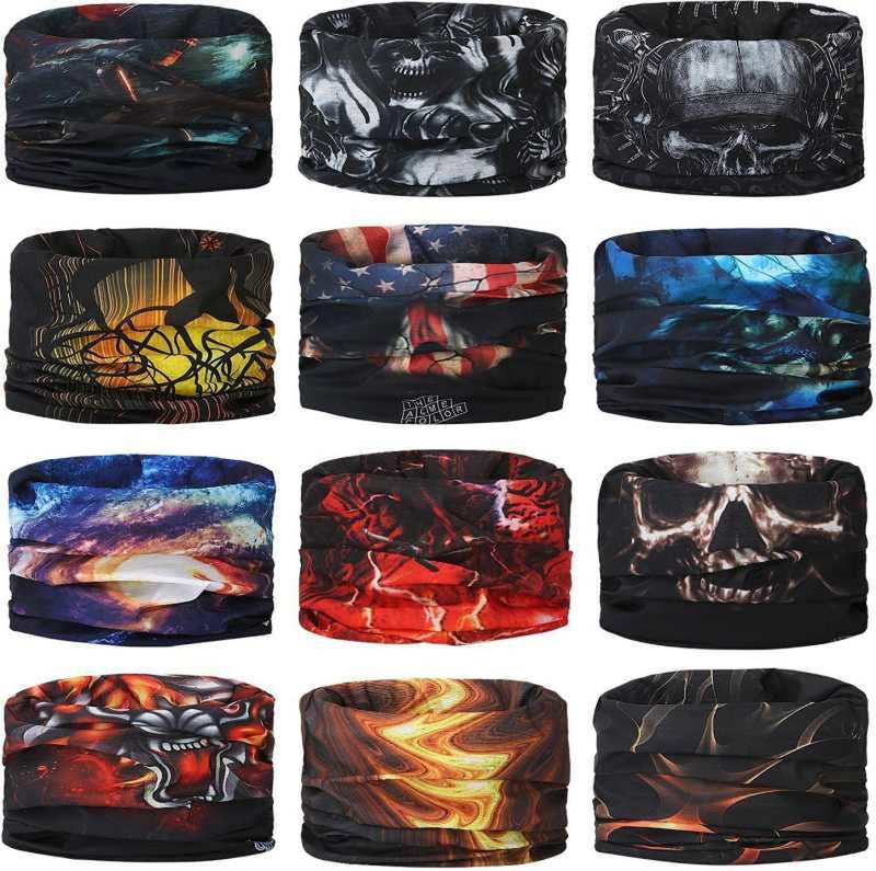 Aadikart Unisex Polycotton Bandana Face Mask Headband Scarf Head Wrap Neck Warmer Combo - Free Size - Multicolor - Pack of 12 - Image 5