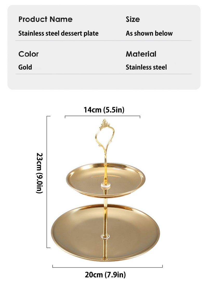 LOOPITYS Cupcake Display Stands 2 Tier Serving Tray Platters Stainless Steel Gold Metal Tiered Cupcake Stand Cup Cake Tower Dessert Holder for Birthday Party Wedding Cakes Dessert Cookie Candy (Set1 golden)  - Image 5