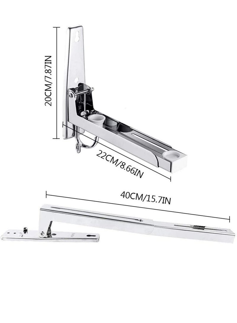 Microwave Oven Wall Mount Bracket 304 Stainless Steel Shelf Holder Foldable Stretch Rack for Stand Removable Hook  - Image 4