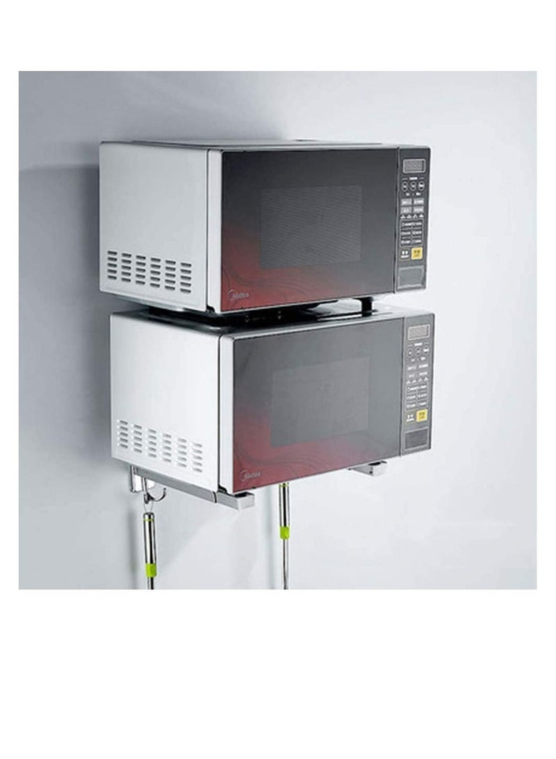 Microwave Oven Wall Mount Bracket 304 Stainless Steel Shelf Holder Foldable Stretch Rack for Stand Removable Hook  - Image 3