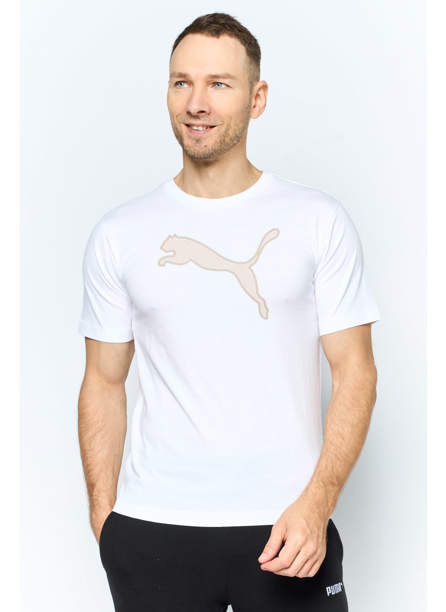 PUMA Men Sportswear Fit Short Sleeve Training Top, White/Beige  - Image 1