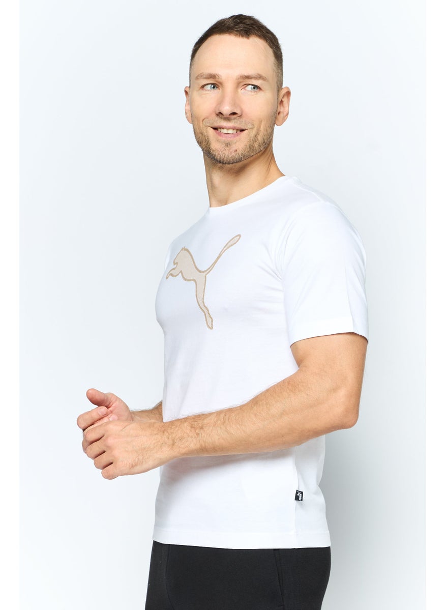 PUMA Men Sportswear Fit Short Sleeve Training Top, White/Beige  - Image 2