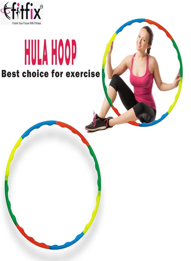 Fitfix® Plastic Toy Hoop Exercise Fitness Ring for Kids & Adults - 8 Interlockable Pieces, Adjustable 30inch (75cm), Multicolour Zig Zag Wave Design, Classic & Premium for Fitness and Fun - Image 4