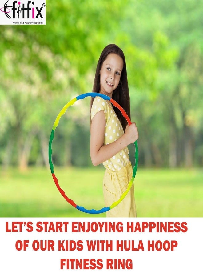 Fitfix® Plastic Toy Hoop Exercise Fitness Ring for Kids & Adults - 8 Interlockable Pieces, Adjustable 30inch (75cm), Multicolour Zig Zag Wave Design, Classic & Premium for Fitness and Fun - Image 5