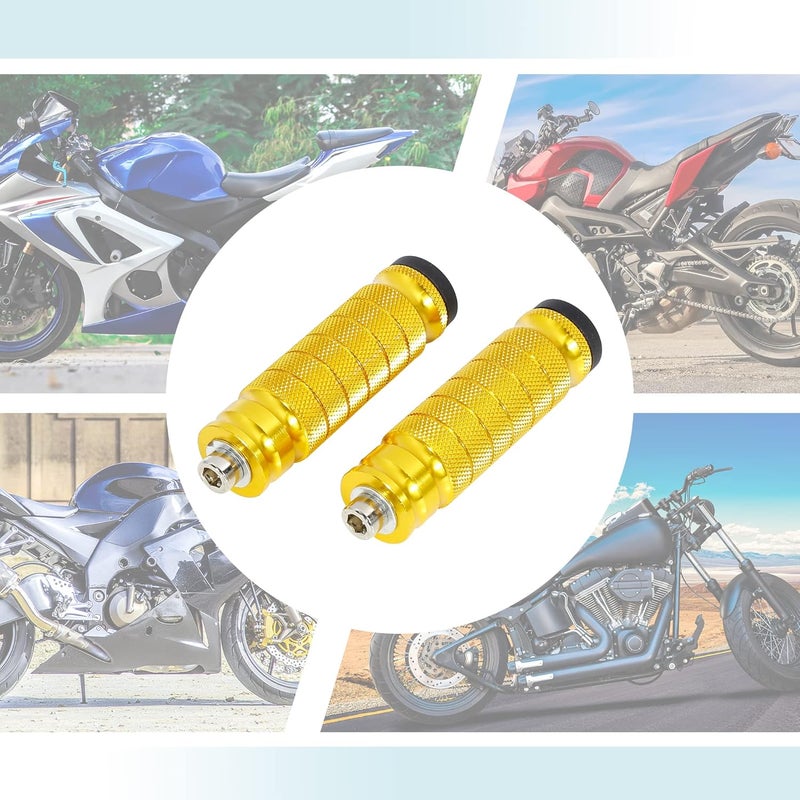 F FIERCE CYCLE 1 Pair 6mm Aluminum Aolly Motorcycle Rearsets Rear Set Footrest Footpeg Foot Rest Peg Motorbike Gold Tone - Image 5