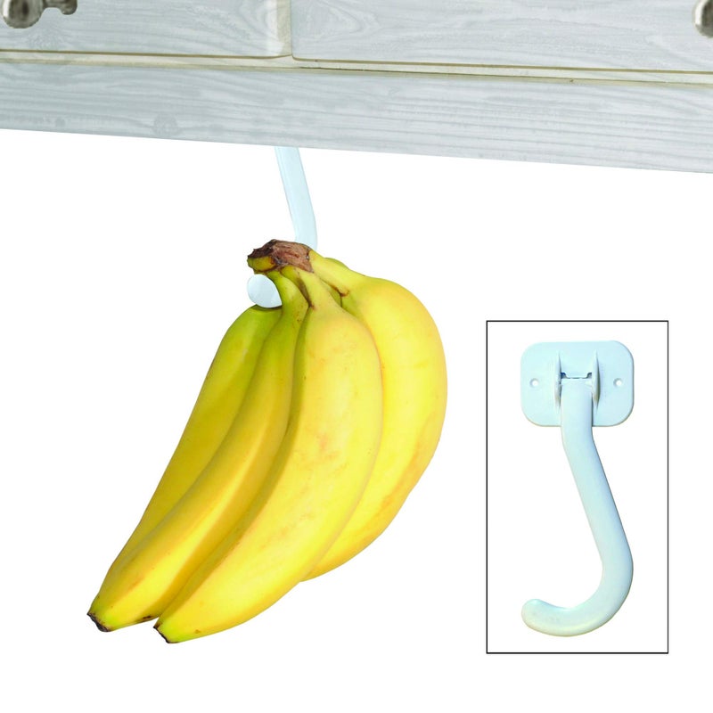 Gadjit Banana Hook Hanger  Ripen Naturally with Under Cabinet Banana HangerHolder SelfStick and Adheres White