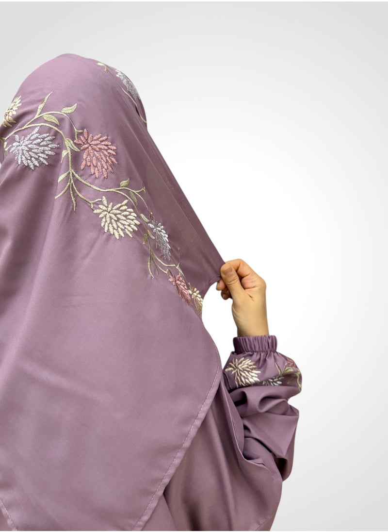 AL-HRAER - A Very Soft And Comfortable Prayer Dress Embroidered With Striped Floral Designs Consisting Of One Piece Includes a Veil And It Covers The Whole Body With A Uniform And Wide Size Suitable For All Bodies - Image 1