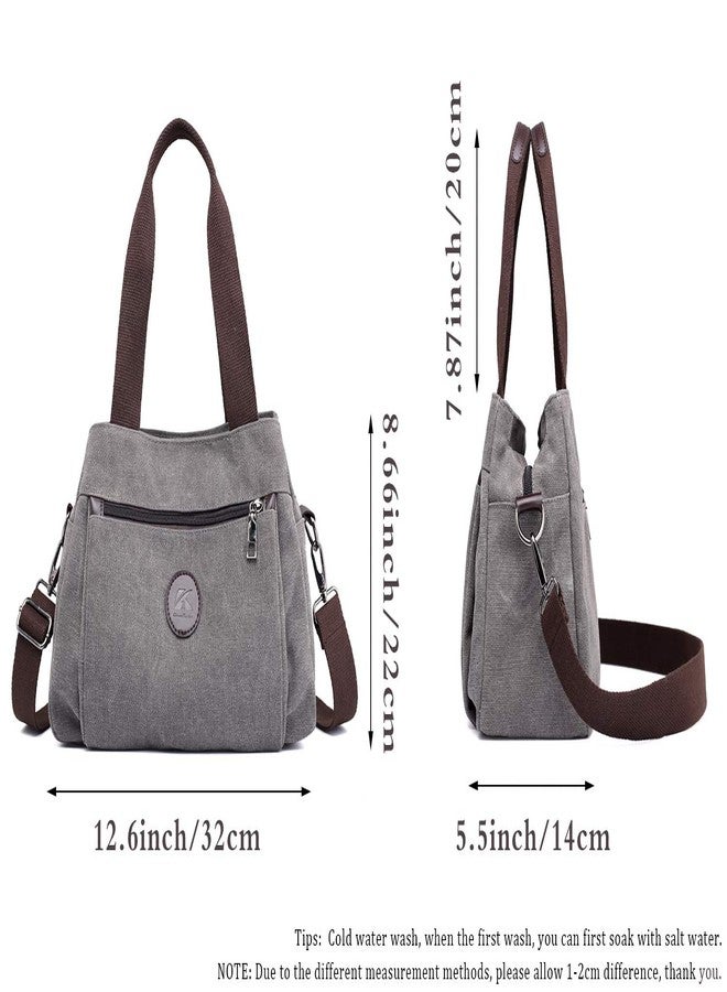 Chikencall® Women Hobo Handbags Casual Canvas Vintage Crossbody Bag Daily Multi Compartment Purses Shoulder Tote Shopper Bag - Image 3
