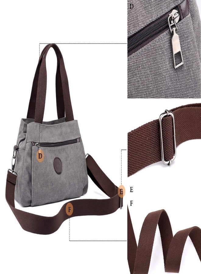 Chikencall® Women Hobo Handbags Casual Canvas Vintage Crossbody Bag Daily Multi Compartment Purses Shoulder Tote Shopper Bag - Image 5