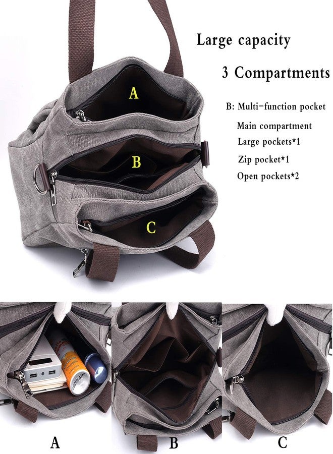 Chikencall® Women Hobo Handbags Casual Canvas Vintage Crossbody Bag Daily Multi Compartment Purses Shoulder Tote Shopper Bag - Image 4
