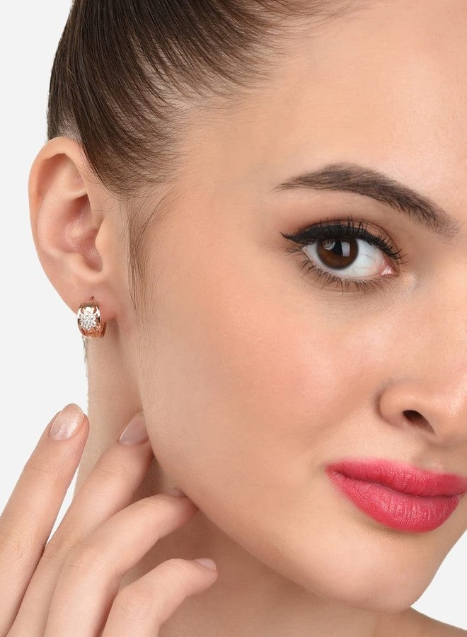 Zaveri Pearls Set of 3 Rose Gold Contemporary Hoop Earrings For Women-ZPFK12832 - Image 4
