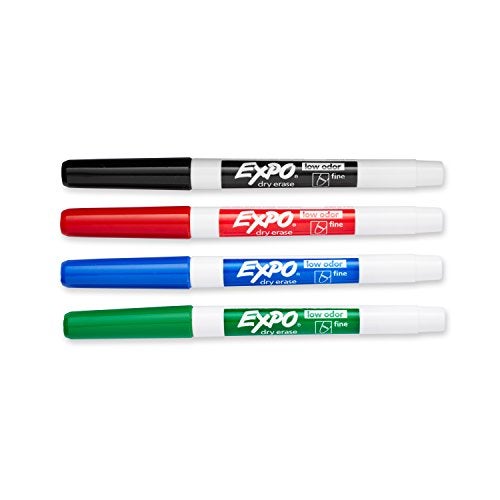 Expo Low Odor Fine Tip Dry Erase Markers, 4 Colored Markers (86074) - Image 1