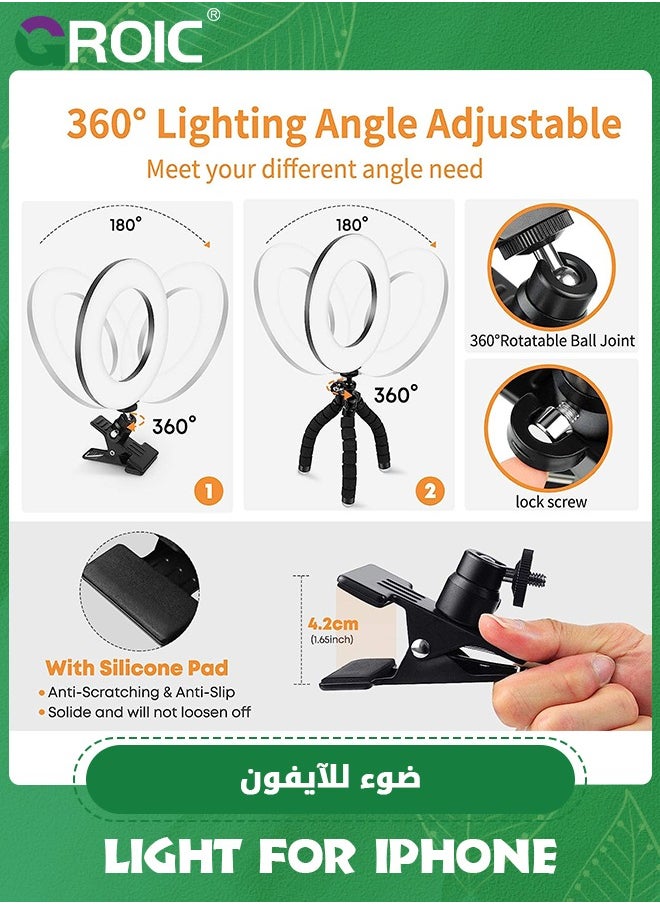 GROIC - Video Conference Lighting Kit, Ring Light Clip on Laptop Monitor with 5 Dimmable Color & 5 Brightness Level for Webcam Lighting/Zoom Lighting/Remote Working/Self Broadcasting and Live Streaming - Image 1