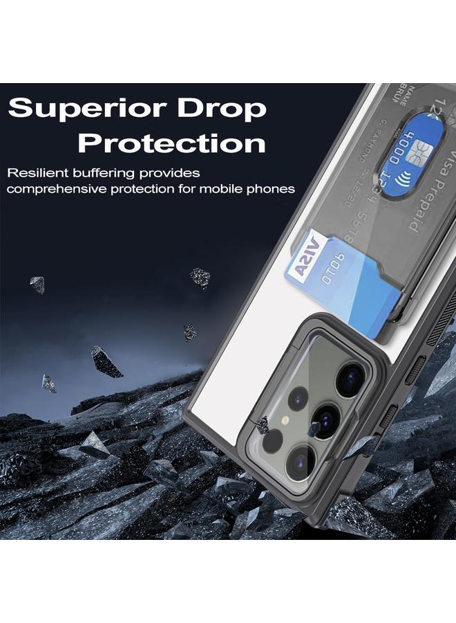 S-TOP Case For Samsung Galaxy A24 Card Bag Holder Acrylic Hybrid TPU Phone Case - Image 4