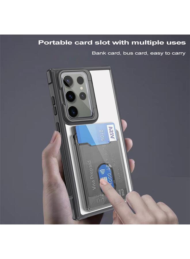 S-TOP Case For Samsung Galaxy A24 Card Bag Holder Acrylic Hybrid TPU Phone Case - Image 5