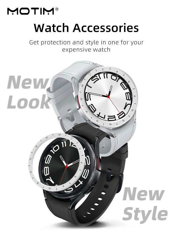 Motim - Bezel Ring Designed for Galaxy Watch 6 Classic 47mm, Stylish Frame Loop Protector Adhesive Cover, Anti Scratch Bezel Tune for Samsung Smartwatch - Image 1