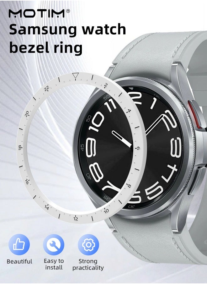 Motim - Bezel Ring Designed for Galaxy Watch 6 Classic 47mm, Stylish Frame Loop Protector Adhesive Cover, Anti Scratch Bezel Tune for Samsung Smartwatch - Image 1