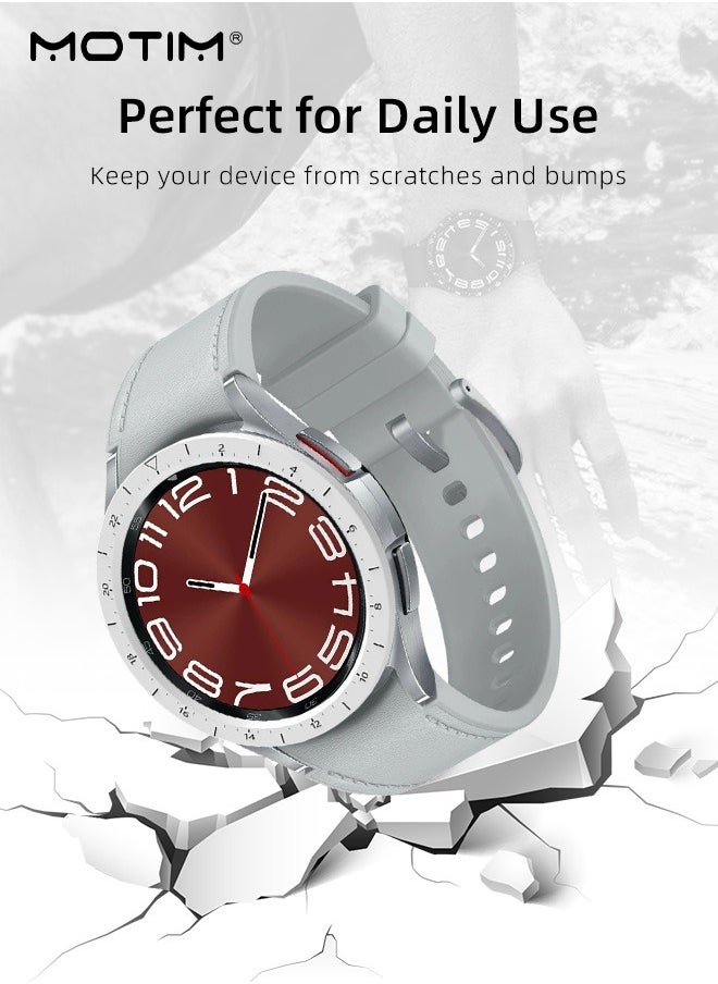 Motim - Bezel Ring Designed for Galaxy Watch 6 Classic 47mm, Stylish Frame Loop Protector Adhesive Cover, Anti Scratch Bezel Tune for Samsung Smartwatch - Image 1