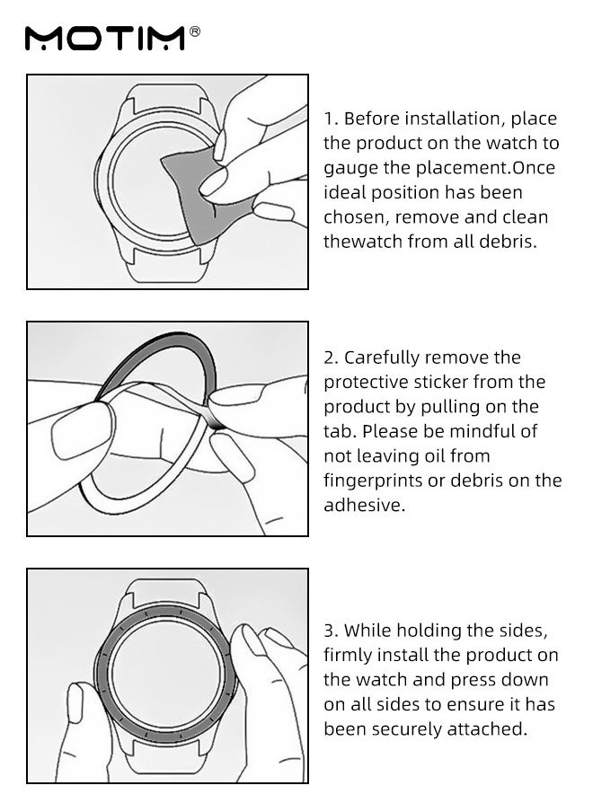 Motim - Bezel Ring Designed for Galaxy Watch 6 Classic 47mm, Stylish Frame Loop Protector Adhesive Cover, Anti Scratch Bezel Tune for Samsung Smartwatch - Image 1