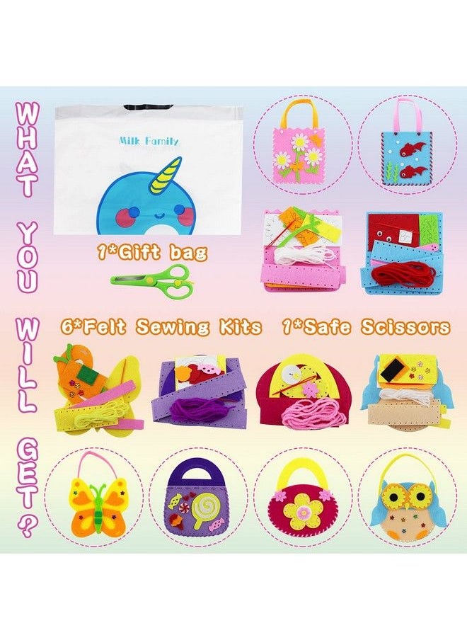 Rtudan First Sewing Kit For Kids Include 6 Cross Body Sewing Bags 1 Craft Scissors 1 Beautiful Gift Bag Learn To Sew Educational Toys Kids Sewing Crafts Supplies Girls Craft Gifts Diy Craft  - Image 3