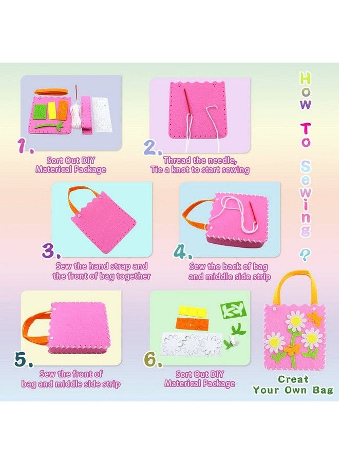Rtudan First Sewing Kit For Kids Include 6 Cross Body Sewing Bags 1 Craft Scissors 1 Beautiful Gift Bag Learn To Sew Educational Toys Kids Sewing Crafts Supplies Girls Craft Gifts Diy Craft  - Image 5