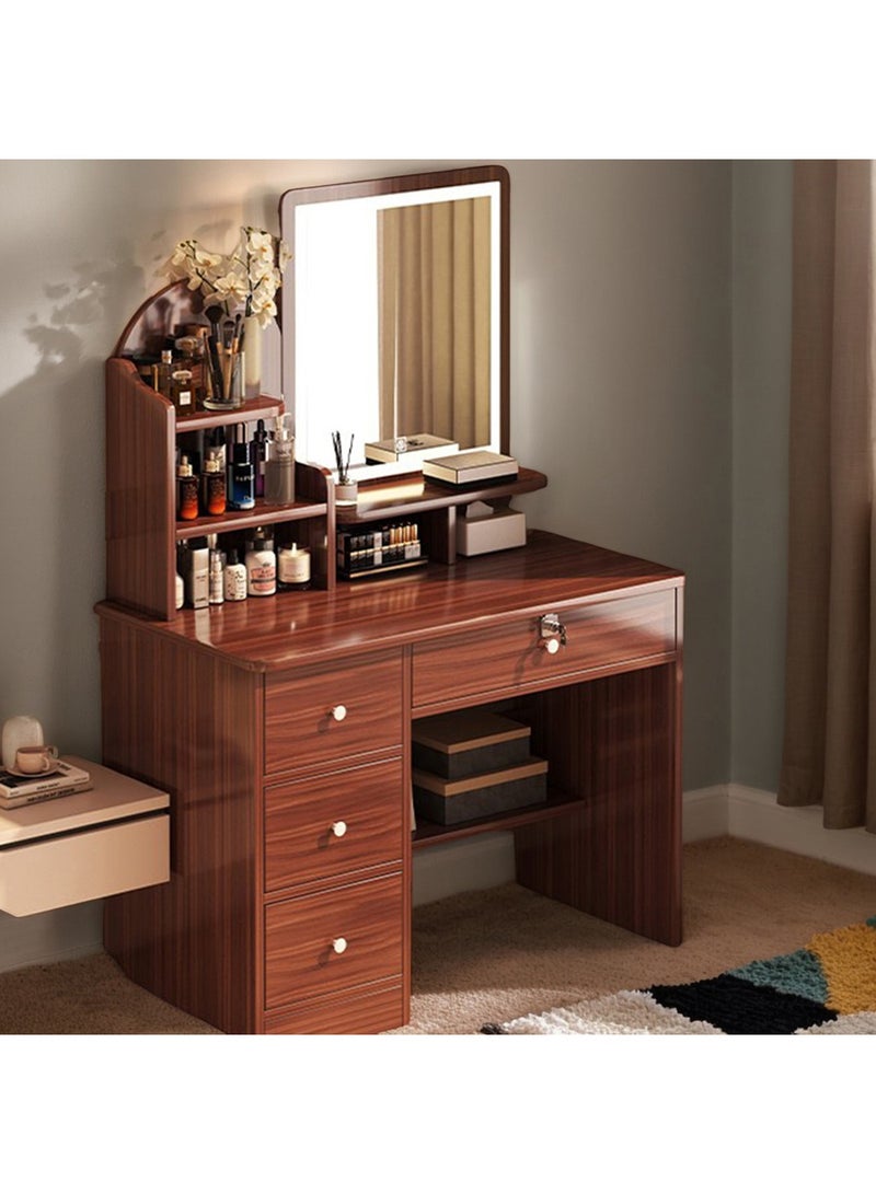 Sharpdo Light Luxury Bedroom Furniture Dressing Table, Ancient Sandalwood Dressing Table Storage Cabinet with LED Makeup Mirror and 4 Drawers for Storage  - Image 5