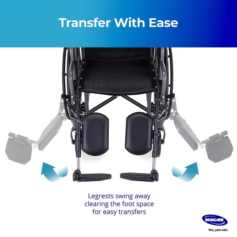 Invacare Wheelchair Elevating Legrest with Padded Calf Support, Footrest with Swing Away Function, Adjustable Length and Aluminum Footplate, Tool-Free Installation, Designed for Invacare Wheelchair - Image 2