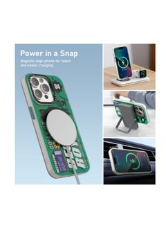 Mezone Mezone Destroyer iPhone 15 Pro MagSafe Case, Shockproof & Reinforced Corners With Airguard, Strong Magnetic Lock, Anti-Yellowing & Detachable Metal Button, Green  - Image 3
