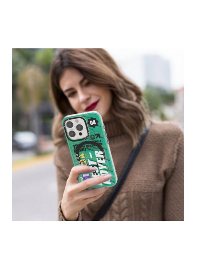 Mezone Mezone Destroyer iPhone 15 Pro MagSafe Case, Shockproof & Reinforced Corners With Airguard, Strong Magnetic Lock, Anti-Yellowing & Detachable Metal Button, Green  - Image 5