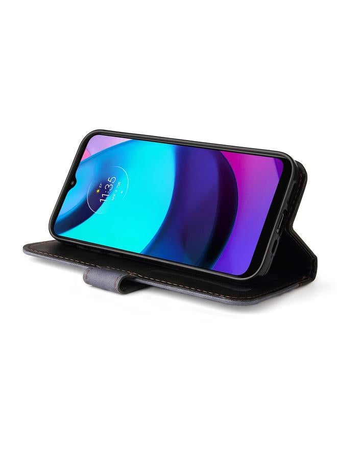 S-TOP Case For Motorola Moto E40 / E30 / E20 Stitching-Color Flip Leather Phone Case with Holder - Image 5