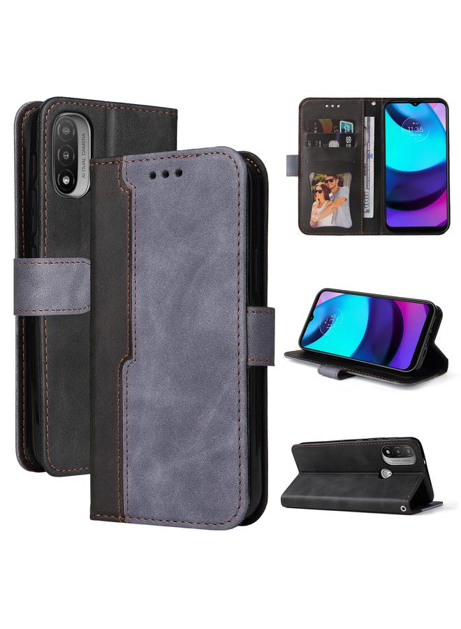 S-TOP Case For Motorola Moto E40 / E30 / E20 Stitching-Color Flip Leather Phone Case with Holder - Image 1