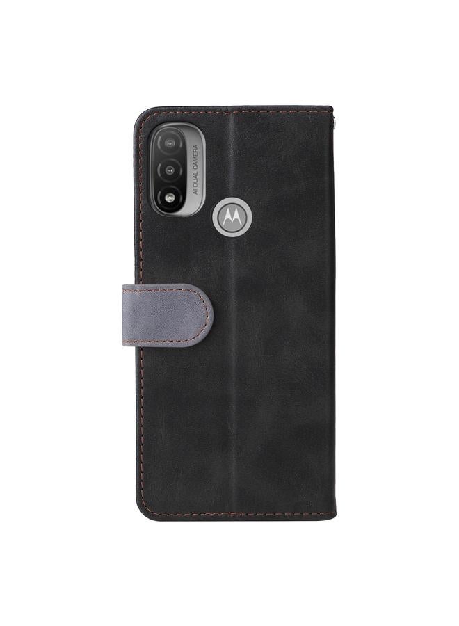 S-TOP Case For Motorola Moto E40 / E30 / E20 Stitching-Color Flip Leather Phone Case with Holder - Image 3