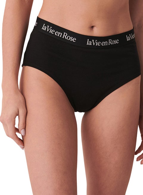 Cotton and Logo Elastic Band High Waist Bikini Panty