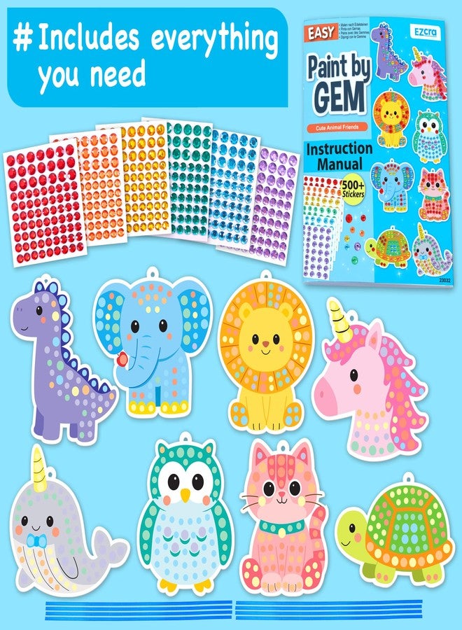 EZCRA Paint by Sticker Kit for Kids - Animal Friends, 500+ Gem Stickers - Image 3