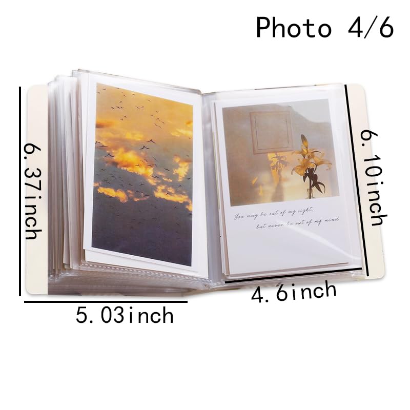Guqqeuc 4x6 Photo Albums Storage, Picture Book for 4x6 Photos, Clear Cover Portfolio Folder for Postcards, Art Books Card Holds for Artwork, Wedding Journey Photo Book, 40 Pages Hold 80 Pictures - Image 2