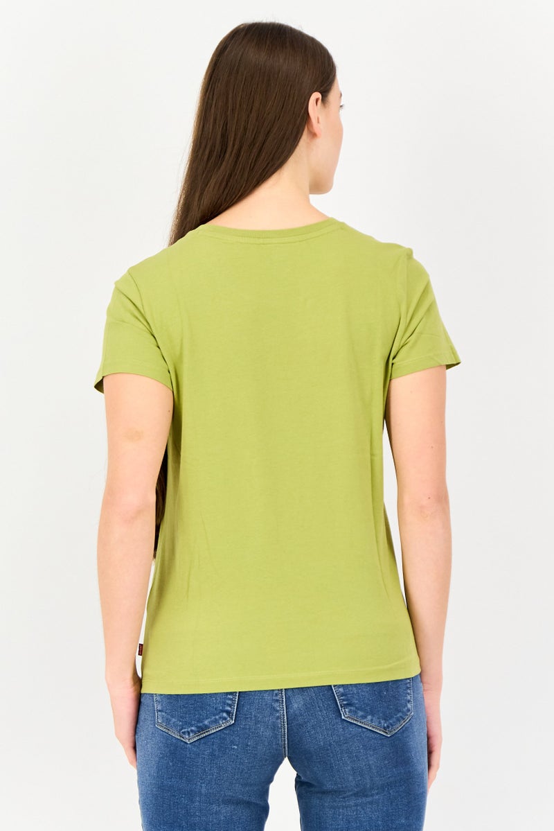 Levi's Women Crew Neck Short Sleeve Graphic Print T-Shirt, Olive - Image 3