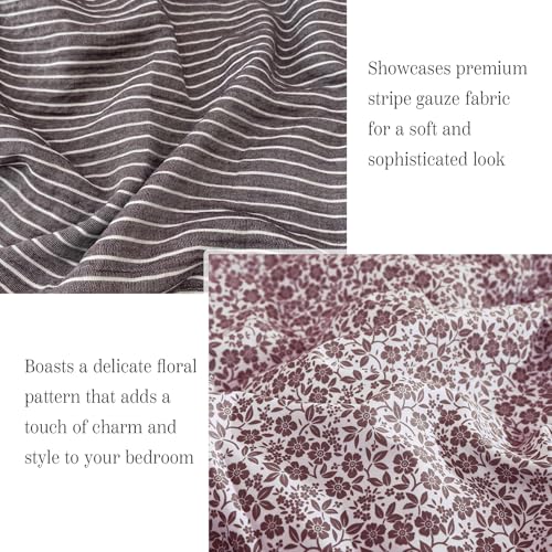 BLOOMHAVEN Queen Comforter Set - 7 Pieces Deep Purple Bedding Sets for All Seasons, Lightweight Breathable Bed in a Bag Queen with Revesible Farmhouse Comforter, Sheets, Pillowcases & Shams - Image 3