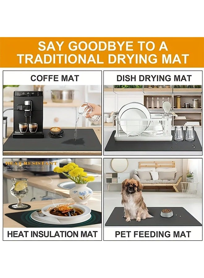 HOMESTAR 1pc Super Absorbent Espresso Machine Countertop Drying Pad - Quick-Drying, Non-Slip Mat for Dish, Faucet & Cup Protection - Stylish Kitchen & Bathroom Accessories - Image 2
