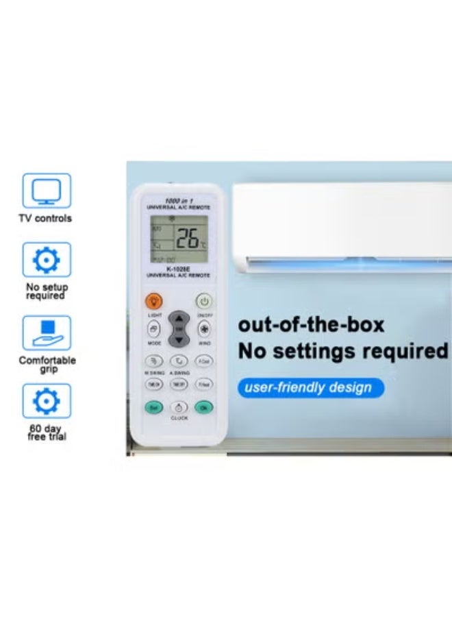 Chabeia Universal K-1028E Universal Air Conditioner LCD A/C Remote Control For L Panasonic Sharp Samsung Fujitsu Haier Hemilton Hicon - Image 2