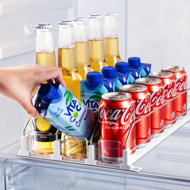 Coanto Drink Organizer for Fridge, Soda Can Dispenser for Refrigerator, Automatic Drink Dispenser for Fridge Holds up to 15 Cans, 3 Row - Image 1