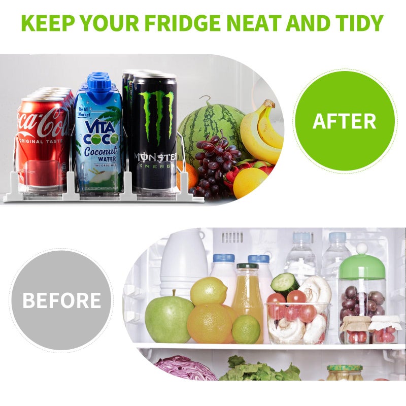 Coanto Drink Organizer for Fridge, Soda Can Dispenser for Refrigerator, Automatic Drink Dispenser for Fridge Holds up to 15 Cans, 3 Row - Image 3