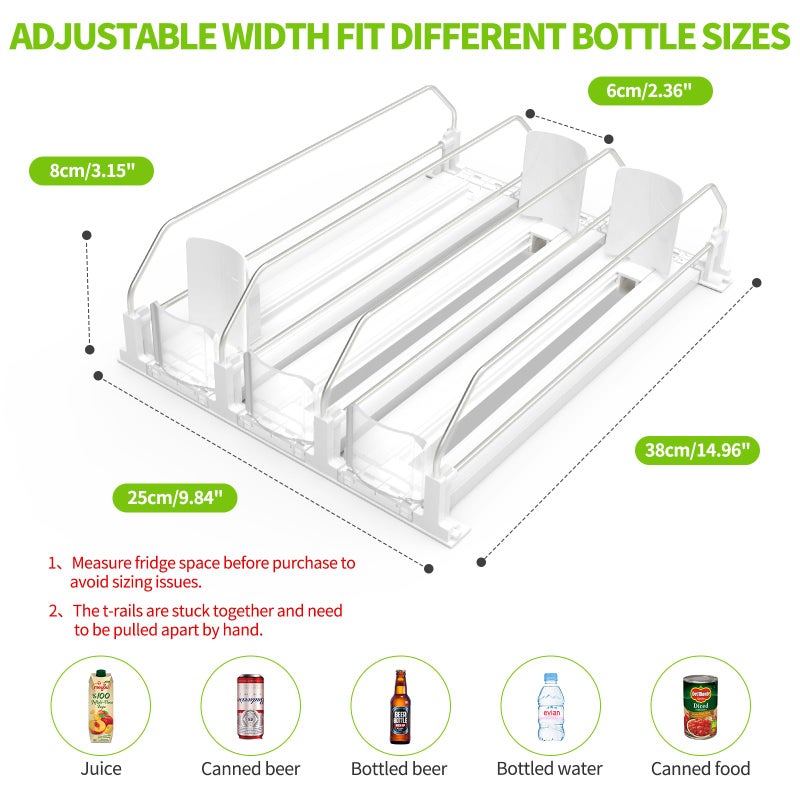 Coanto Drink Organizer for Fridge, Soda Can Dispenser for Refrigerator, Automatic Drink Dispenser for Fridge Holds up to 15 Cans, 3 Row - Image 4